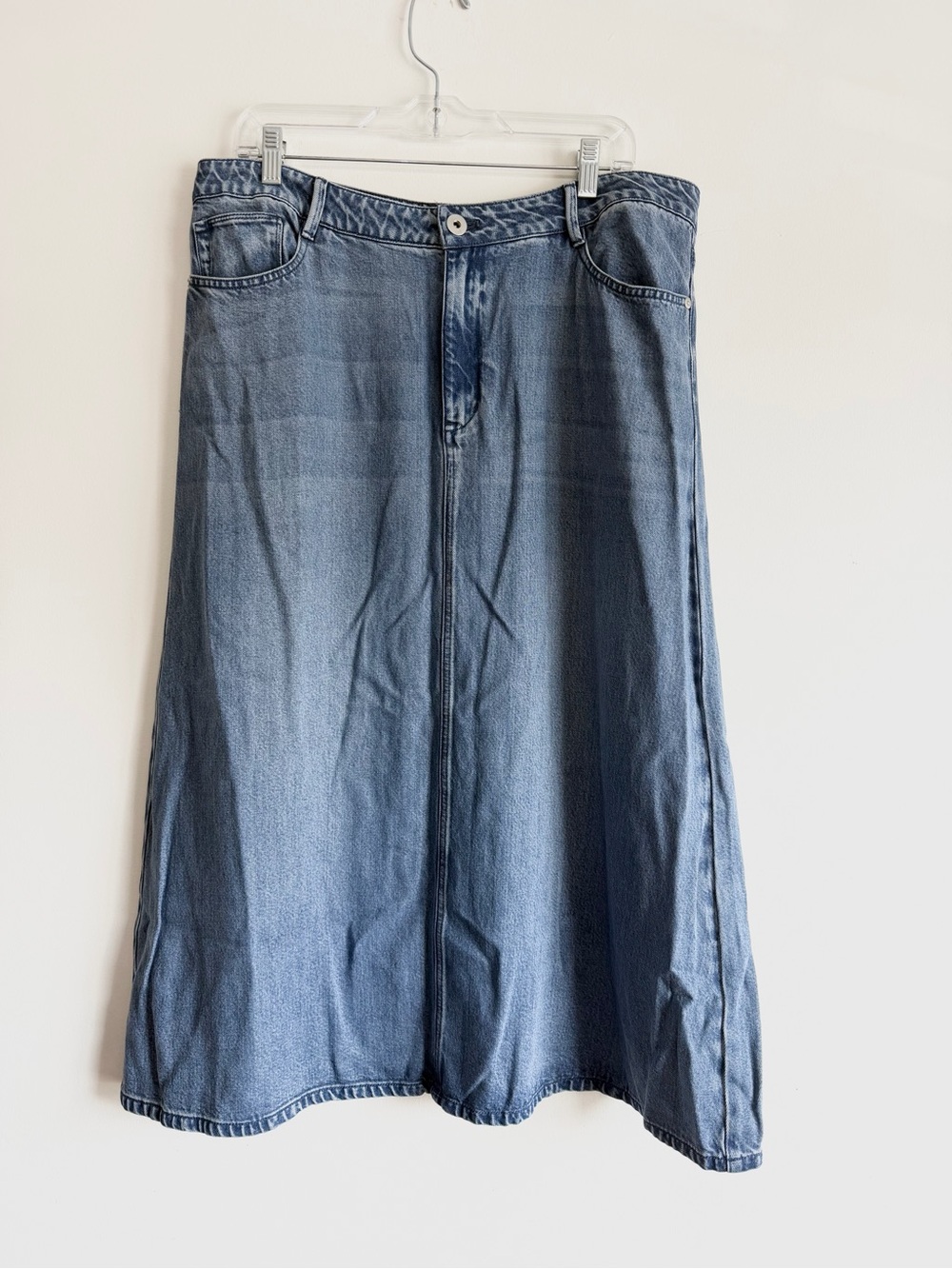 NWT J.Jill Denim Size 14 Newbury Wash A-Line Maxi Skirt Tencel - Picture 2 of 7